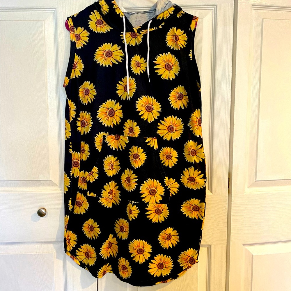 Sunflower Sleeveless Hooded Dress